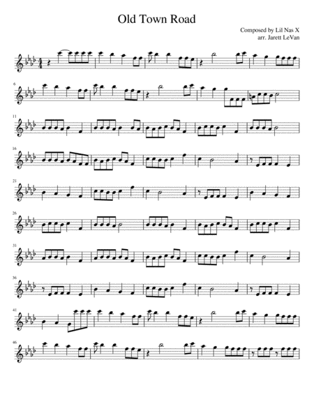 Free Sheet Music Old Town Road Alto Saxophone Solo