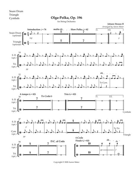 Olga Polka Op 196 Arr For String Orchestra Optional Percussion Sheet Music