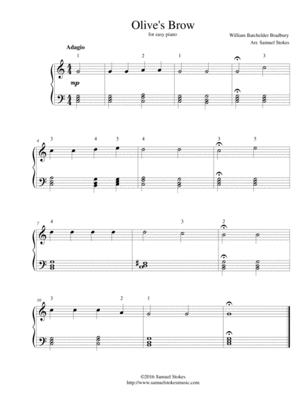 Olives Brow For Easy Piano Sheet Music