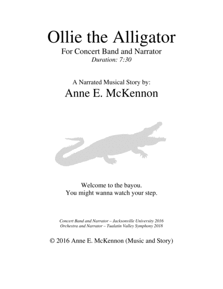 Free Sheet Music Ollie The Alligator Concert Band Score Parts