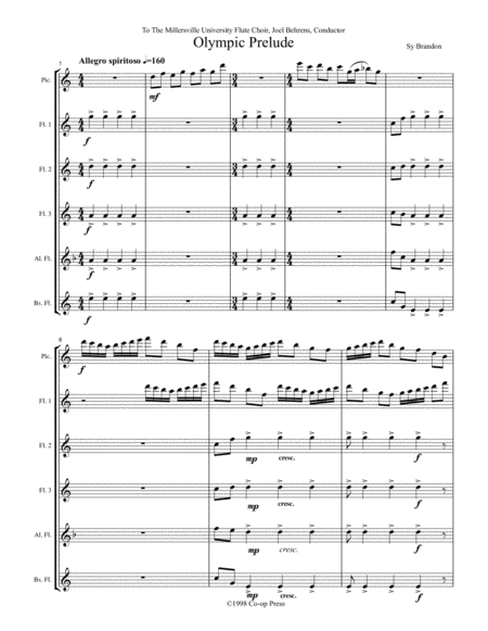 Olympic Prelude For Flute Choir Sheet Music