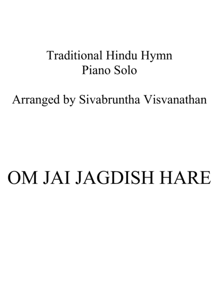 Free Sheet Music Om Jai Jagdish Hare