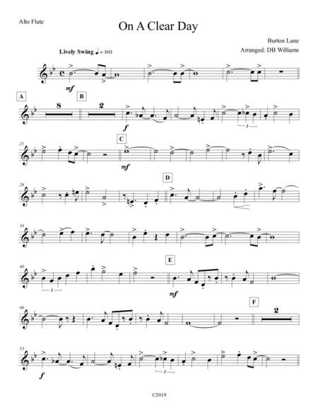 Free Sheet Music On A Clear Day Alto Flute