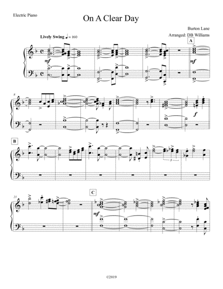 On A Clear Day Electric Piano Sheet Music