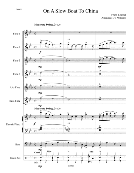 Free Sheet Music On A Slow Boat To China Flute Choir