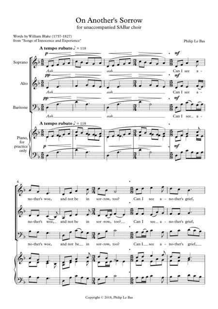 Free Sheet Music On Anothers Sorrow For Sabar Choir