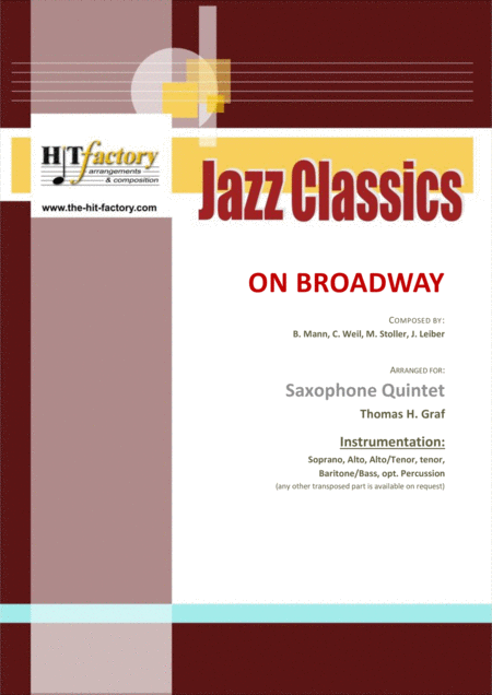 On Broadway George Benson Funky Saxophone Quintet Sheet Music