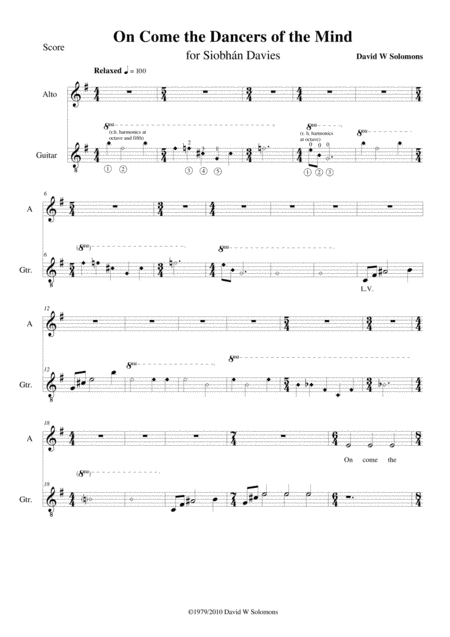 Free Sheet Music On Come The Dancers Of The Mind For Guitar And Alto Voice