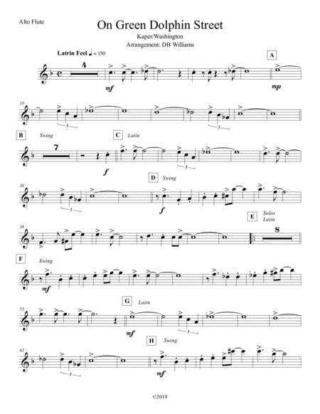 On Green Dolphin Street Alto Flute Sheet Music