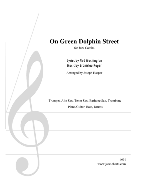 On Green Dolphin Street Trumpet Alto Tenor Baritone Trombone And Rhythm Section Sheet Music