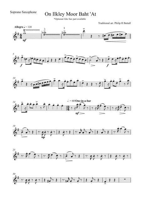 On Ilkley Moor Baht At Saxophone Quartet Quintet Set Of Parts X4 5 Sheet Music