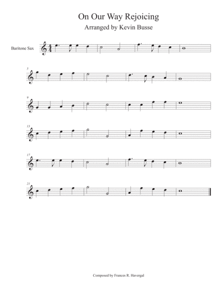 On Our Way Rejoicing Easy Key Of C Bari Sax Sheet Music