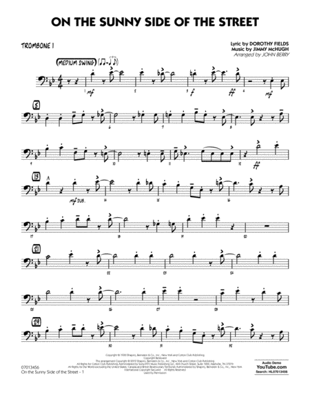 On The Sunny Side Of The Street Arr John Berry Trombone 1 Sheet Music