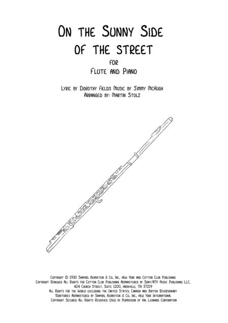 On The Sunny Side Of The Street For Flute And Piano Sheet Music