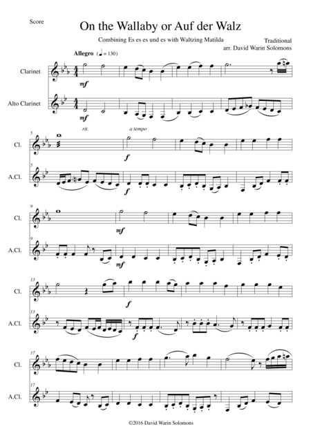 On The Wallaby Or Auf Der Walz For Clarinet And Alto Clarinet Sheet Music