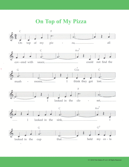 On Top Of My Pizza Sheet Music