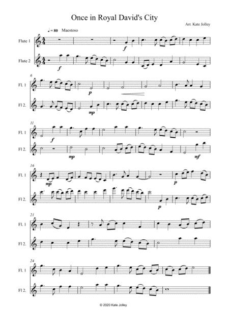 Free Sheet Music Once In Royal David City Flute Duet