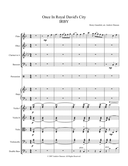 Free Sheet Music Once In Royal Davids City Orchestral Prelude