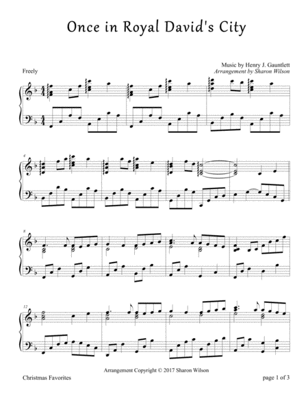 Free Sheet Music Once In Royal Davids City Piano Solo