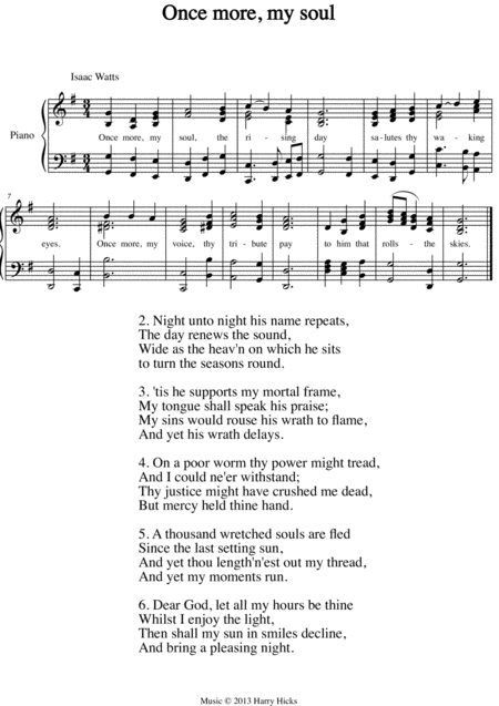 Once More My Soul A New Tune To A Wonderful Isaac Watts Hymn Sheet Music