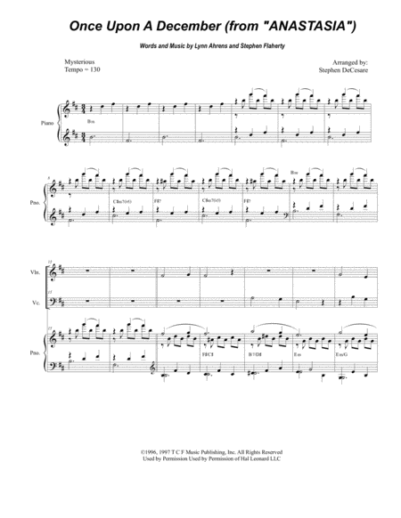 Once Upon A December Duet For Violin And Cello Sheet Music