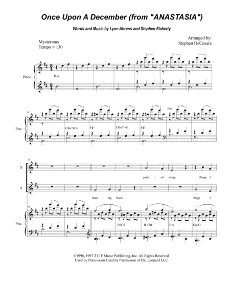 Free Sheet Music Once Upon A December For Satb