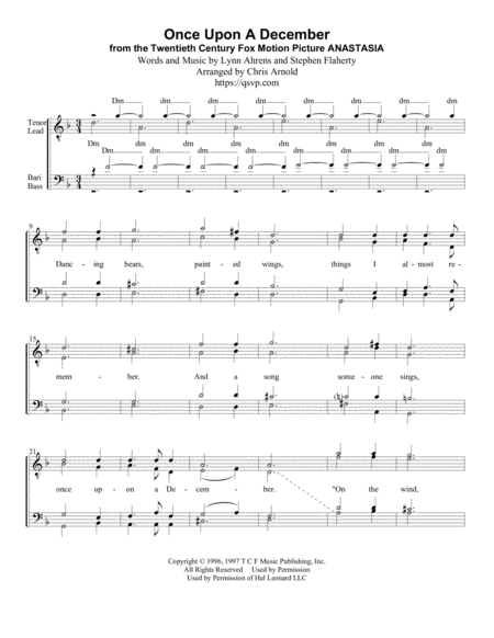 Free Sheet Music Once Upon A December Ttbb