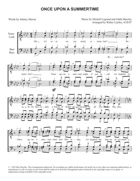 Free Sheet Music Once Upon A Summertime