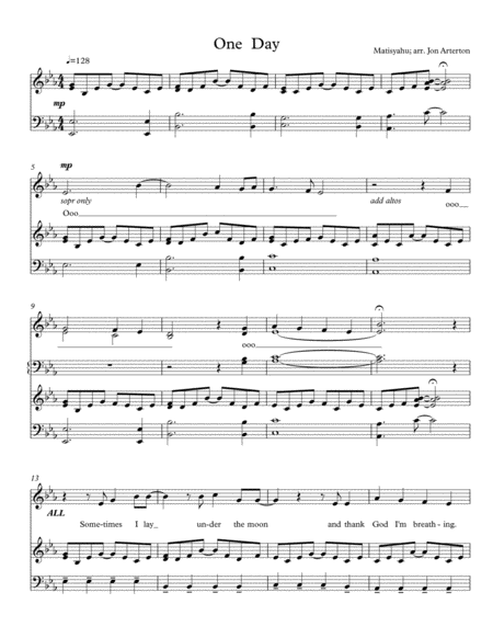 One Day Satb Chorus And Piano Sheet Music