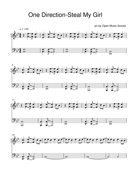 Free Sheet Music One Direction Steal My Girl Piano Solo