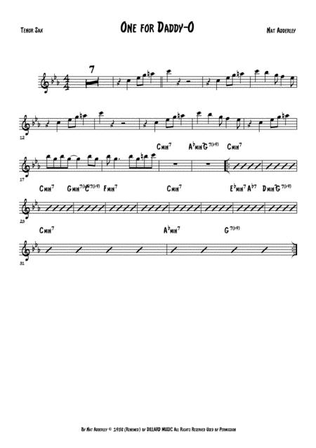 One For Daddy O Tenor Sax Sheet Music