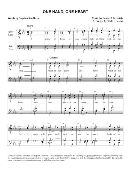 One Hand One Heart Sheet Music