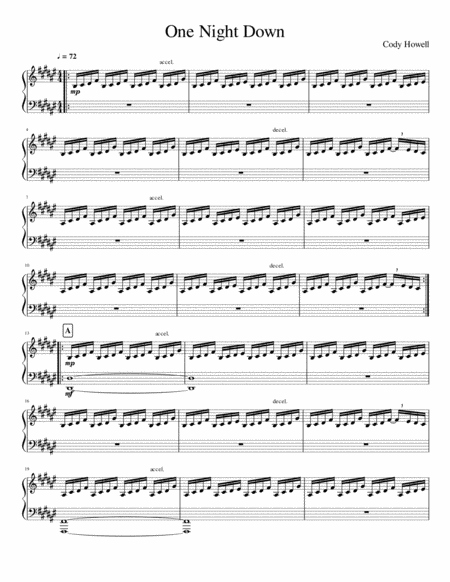 Free Sheet Music One Night Down