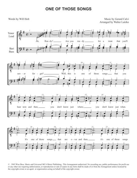 Free Sheet Music One Of Those Songs