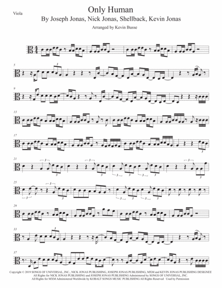 Only Human Easy Key Of C Viola Sheet Music