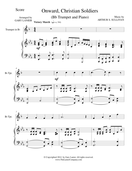 Free Sheet Music Onward Christian Soldiers Bb Trumpet Piano And Trumpet Part