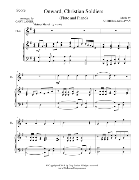 Free Sheet Music Onward Christian Soldiers Flute Piano And Flute Part