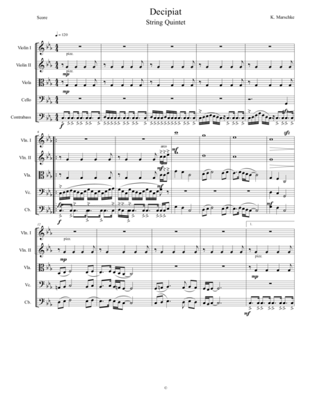 Op 28 Decipiat For String Quintet Sheet Music