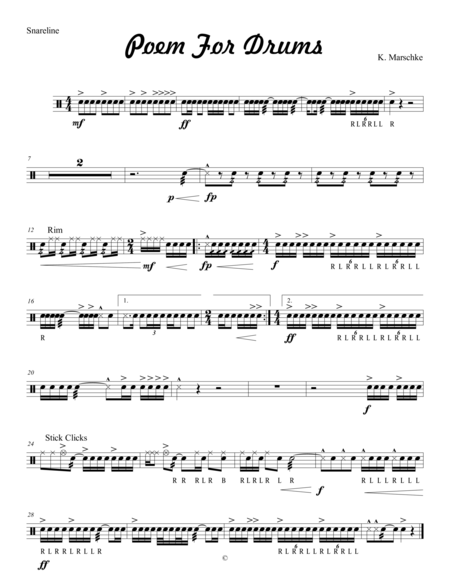 Op 30 Poem For Drums For Hs Drumline Sheet Music