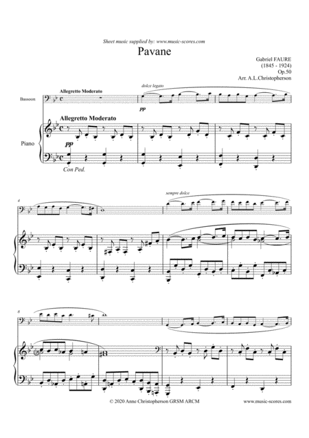 Op 50 Pavane Bassoon And Piano Sheet Music