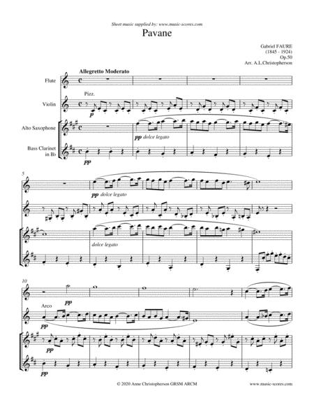 Op 50 Pavane Flute Violin Alto Saxophone And Bass Clarinet Sheet Music