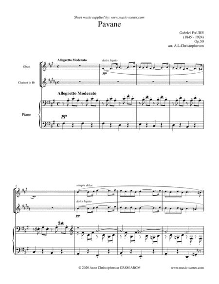 Op 50 Pavane Oboe Clarinet And Piano Sheet Music