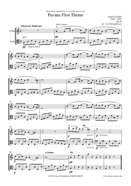 Op 50 Pavane Violin And Viola Sheet Music