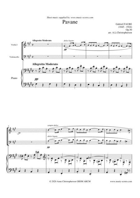 Op 50 Pavane Violin Cello And Piano Sheet Music