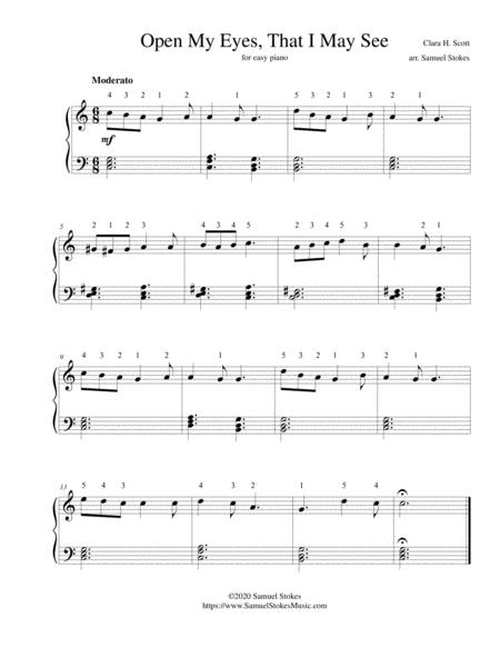 Free Sheet Music Open My Eyes That I May See For Easy Piano