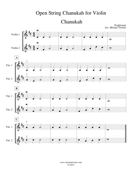 Free Sheet Music Open String Chanukah For Violin