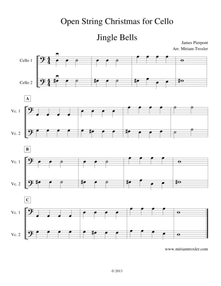 Free Sheet Music Open String Christmas For Cello