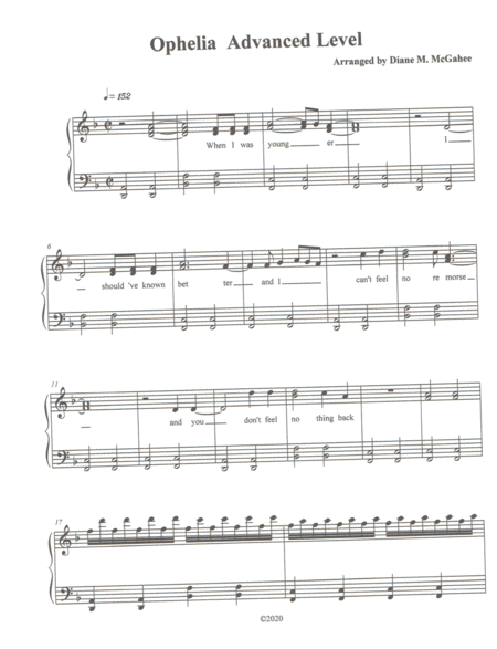 Free Sheet Music Ophelia Advanced Level