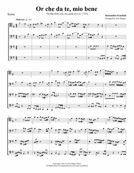 Or Che Da Te Mio Bene For Trombone Or Low Brass Quartet Sheet Music