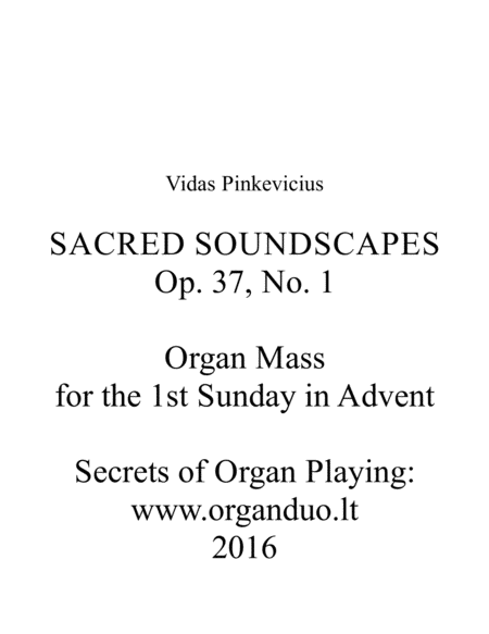 Organ Mass For The 1st Sunday In Advent Op 37 Sheet Music